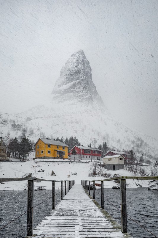 lofoten,reine,snow,winter,norway,norwegian,snowfall Snow storm on Lofotenphoto preview