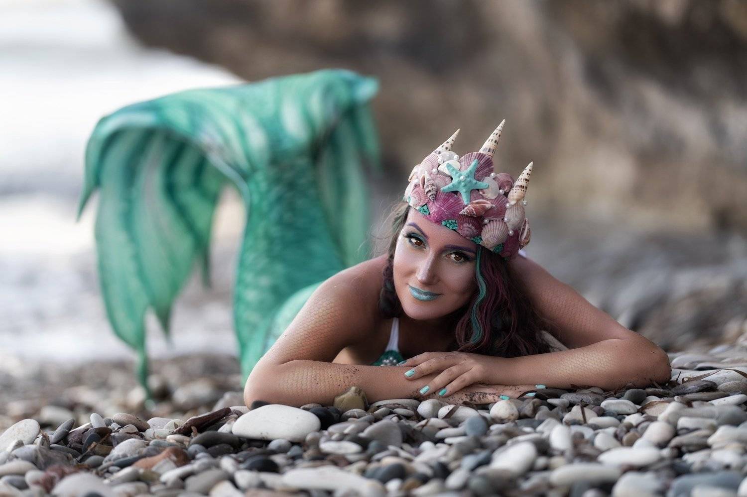 Морская дева. Автор: Виктория Кузнецова русалка фентези портрет сказка корона цвет, Виктория Кузнецова