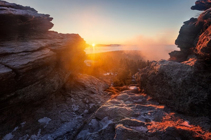 landscape, tree, sunrise, panorama Sunrise (Vozka)photo preview