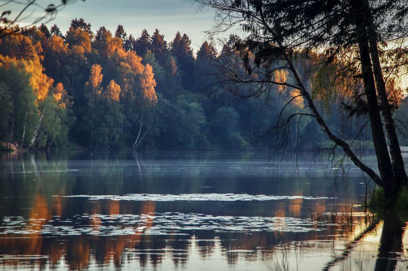 пейзаж, закат, озеро, природа  Вечереет photo preview