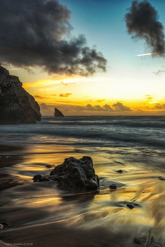 португалия, пляж, океан, атлантический океан, вода, закат На закатеphoto preview