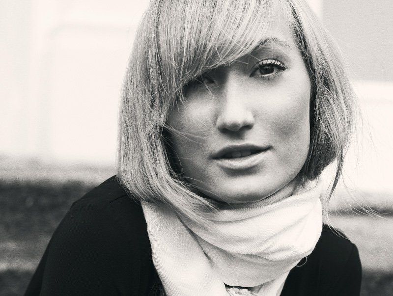 девушка, глаза, ч.б, цифра  фото превью