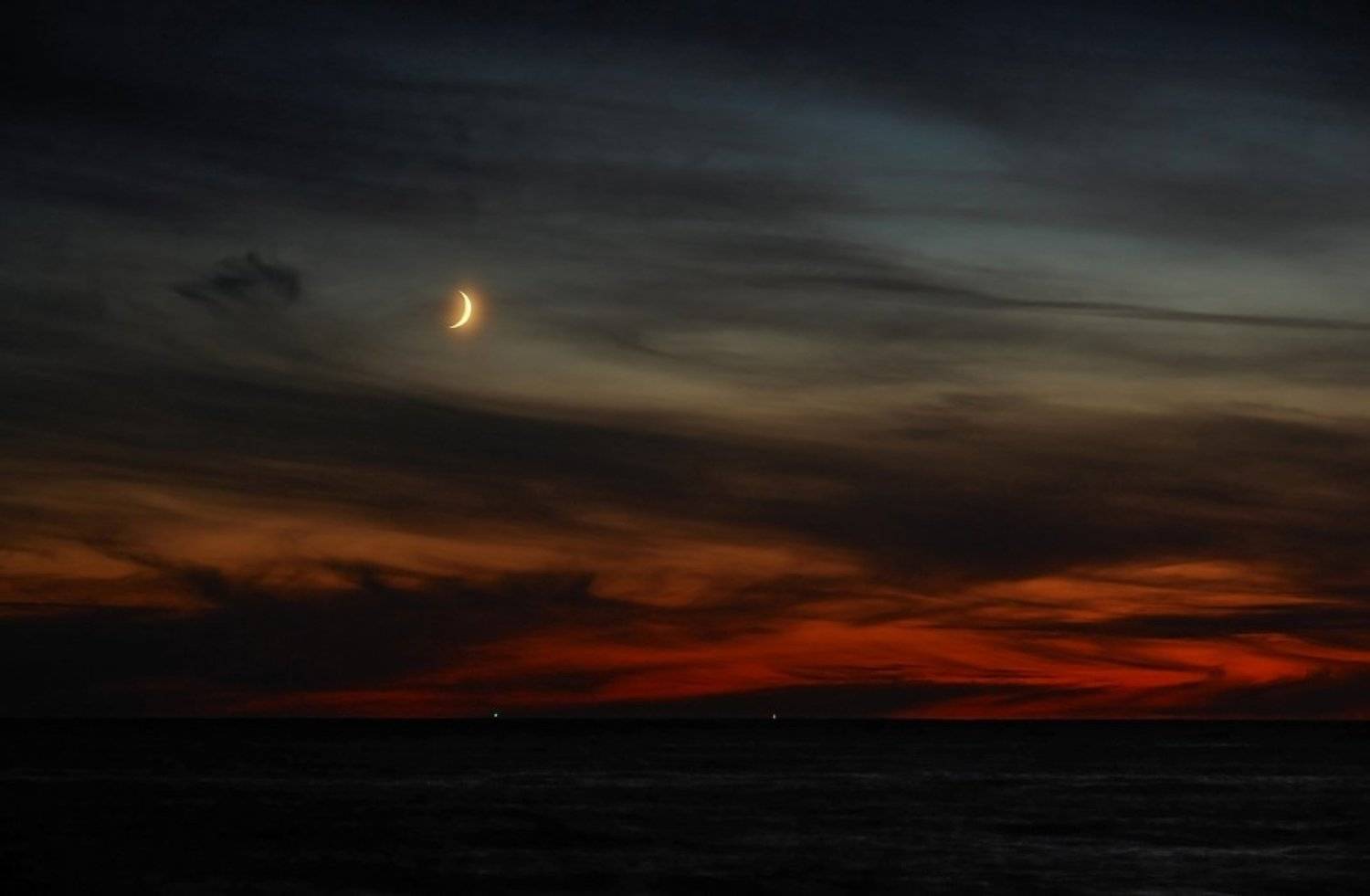 ночь, луна, закат, Скиталец