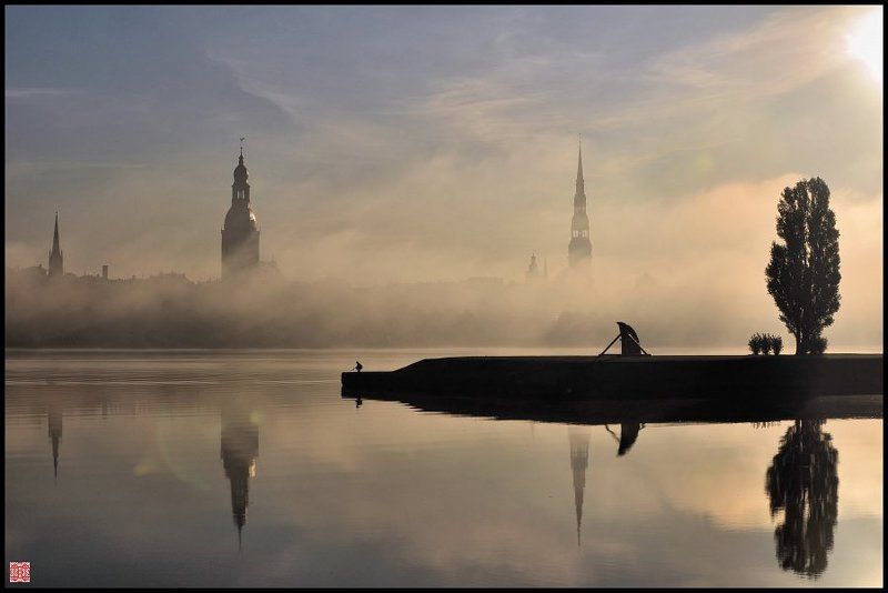рига, туман, утро, рыбак Рыбак (Утрешний туман 2) фото превью
