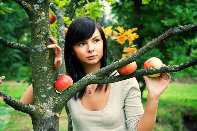 девушка, с, яблоками ***photo preview