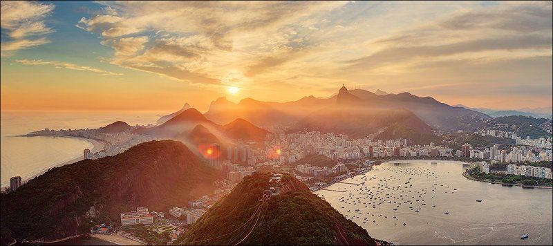 Hdr, Бразилия, Город, Закат, Латинская америка, Панорама, Петешествия, Рио де жанейро закатная вуаль для Рио.photo preview