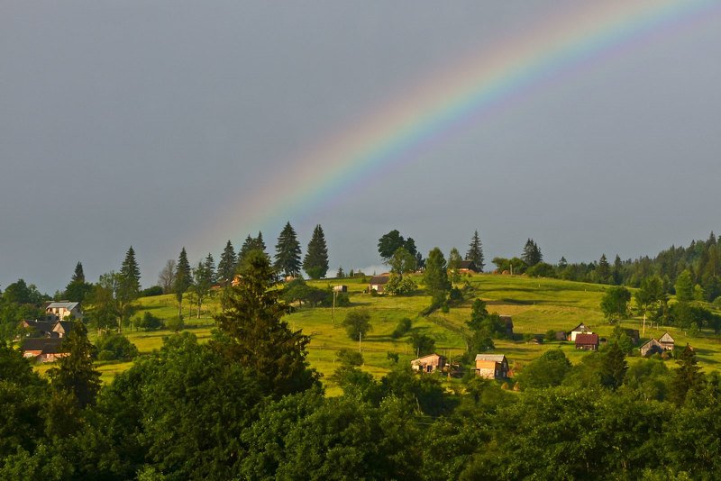 карпаты, радуга, село, после дождя Веселкаphoto preview