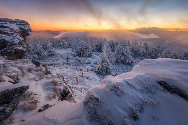 landscape, tree, sunrise, panorama Fairytale Winterphoto preview
