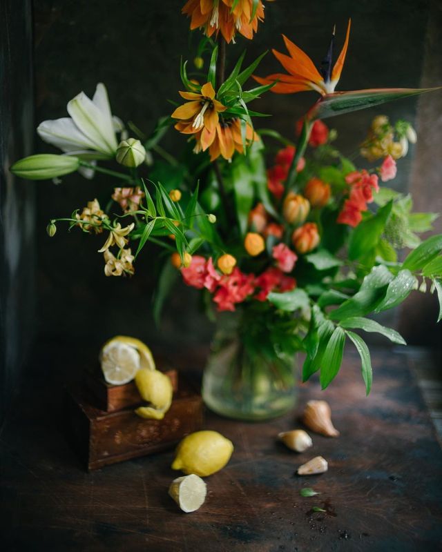 натюрморт, букет, цветы, оранжевый, красный photo preview