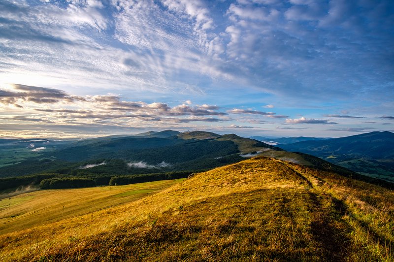 горы, восход, утро, лето, карпаты, бескиды Холодное летнее утро. фото превью