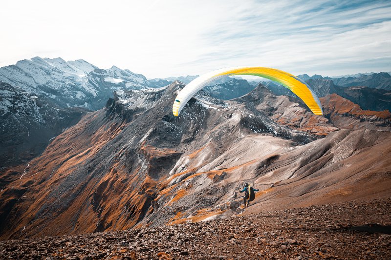 горы,снег, швейцария, туризм,солнце,воздух, парашют, спорт, небо, высота *Мне бы в небо...*photo preview