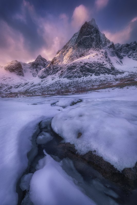 lofoten, norway, winter, sky, snow, mountain, ice, clouds  flakstad photo preview