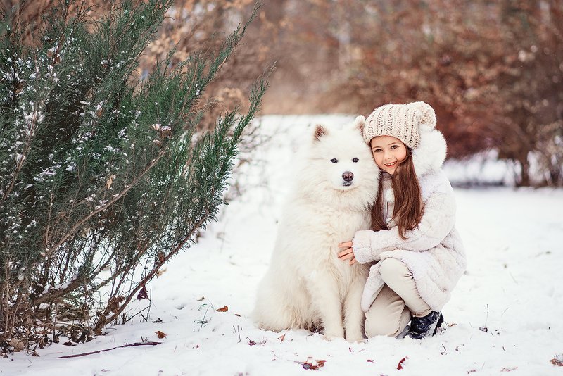 зима, winter, дети, питомец, друзья, самоед, детство, зимняя фотосессия, детская фотосессия, детская фотография, children photography, children, детство, семейная фотосессия, дети модели, дети модели москва, nikon, nikkor, 85 mm, d610, nikon d610 Diya and Harleyphoto preview