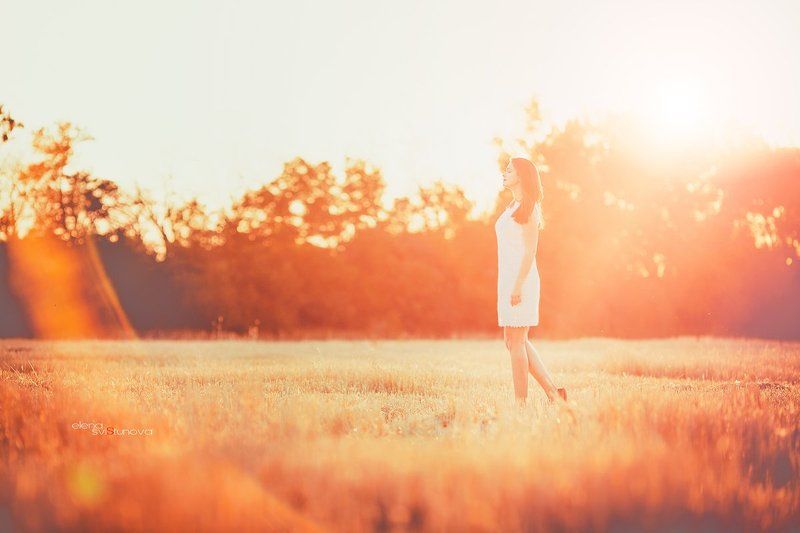 Девушка, Закат, Поле, Солнце Sunny Shinephoto preview