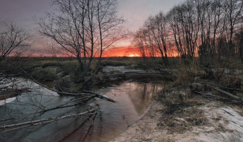 кострома, река, закат Холодные воды апреляphoto preview