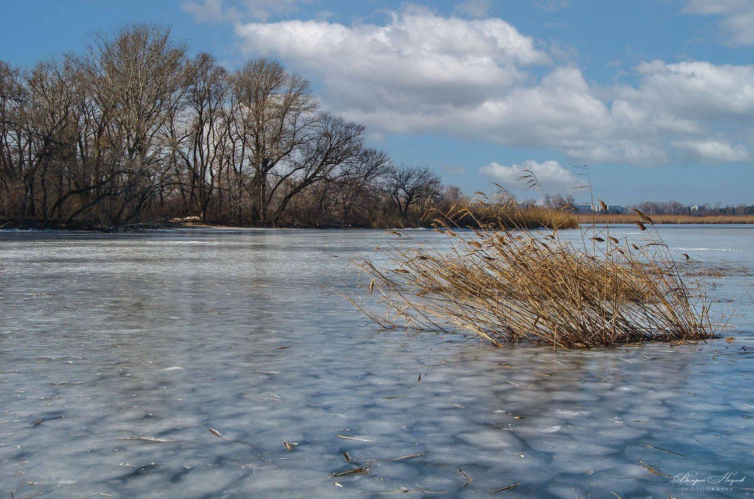 зима, мороз, холодно, лёд, каховка, небо, облака, Валерий Наумов