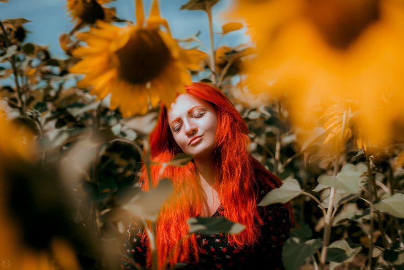 портрет, девушка, лето, подсолнух Sunflowerphoto preview