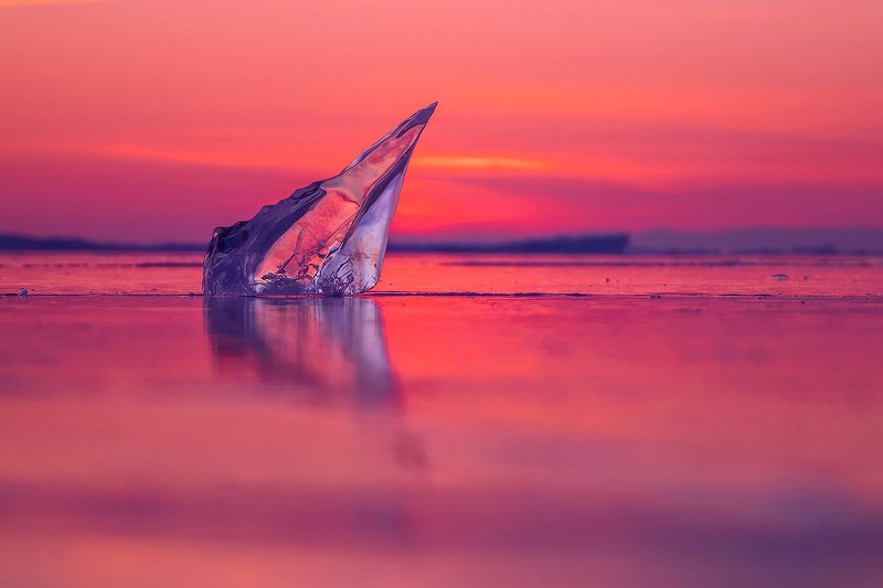 Байкал, закат, зима, лёд, Россия Зуб драконаphoto preview