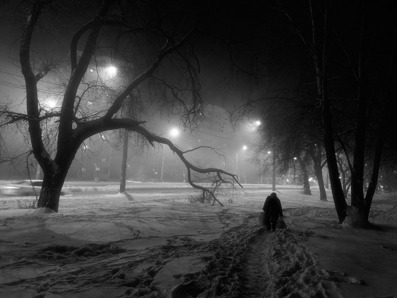 зима, вечер. снег, улица, фонари, самара Зима в гетто фото превью