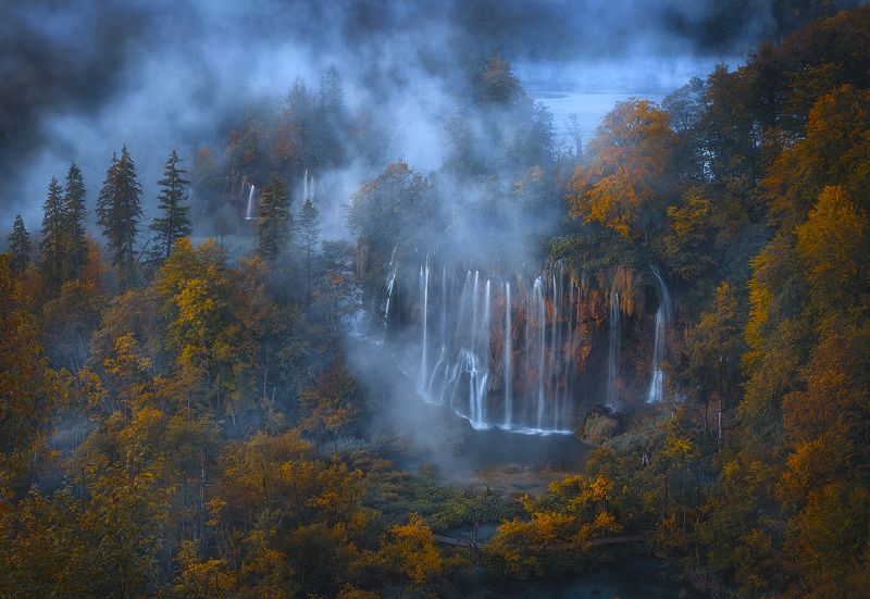 plitvice, lakes, croatia, forest, tree, waterfall, landscape, water, fog  plitvicka jezera photo preview