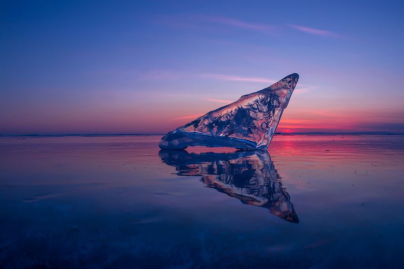 Байкал, торосы, закат, зима, лёд, Россия Хрустальный черепphoto preview