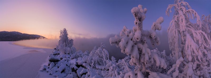 природа, пейзаж, север, кольский, панорама, природа россии, дикая природа, закат, свет, облака, туман, зима Имандраphoto preview