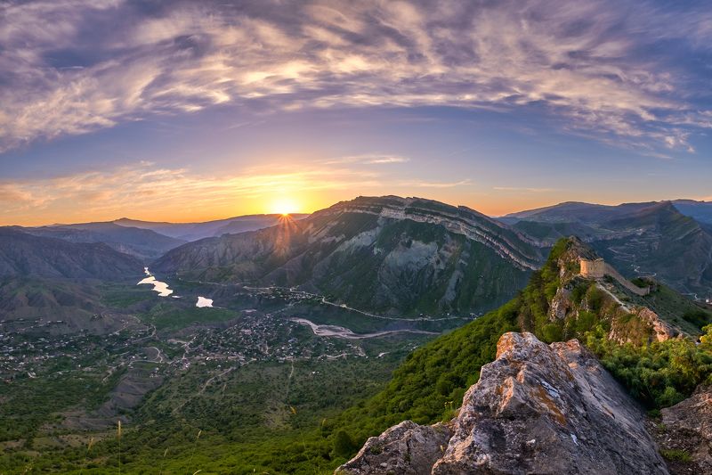 дагестан, fujifilm, панорама, гуниб, рассвет. Панорама долины Кара-койсу.photo preview