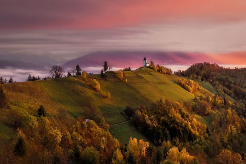 словения, slovenia, туманы словении, church, храмы словении, slovenia landscape, slovenia landscape photography Colours of dawnphoto preview