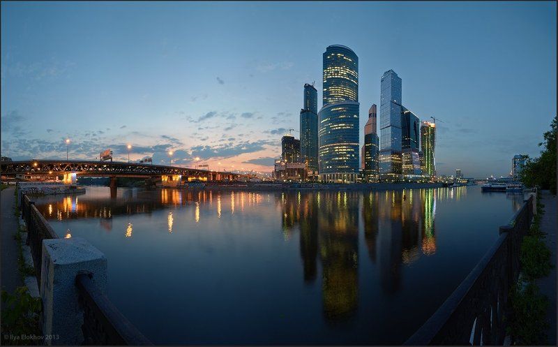 архитектура, вечерняя москва, москва, москва-сити Вечерний город.photo preview