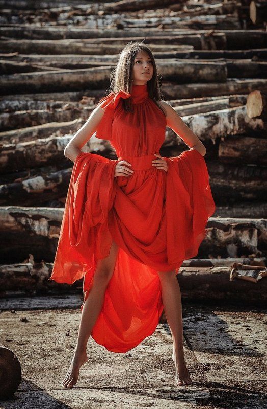 девушка, портрет, гламур, лето, красота Lady in red фото превью