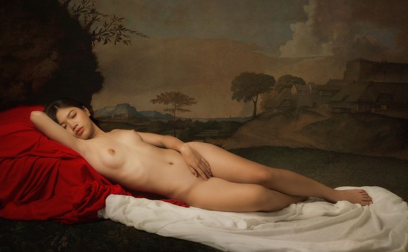nude, fine nude, woman, female, beauty, body, painting, old, vietnamese, asian, girl, staged, fine art * * *photo preview