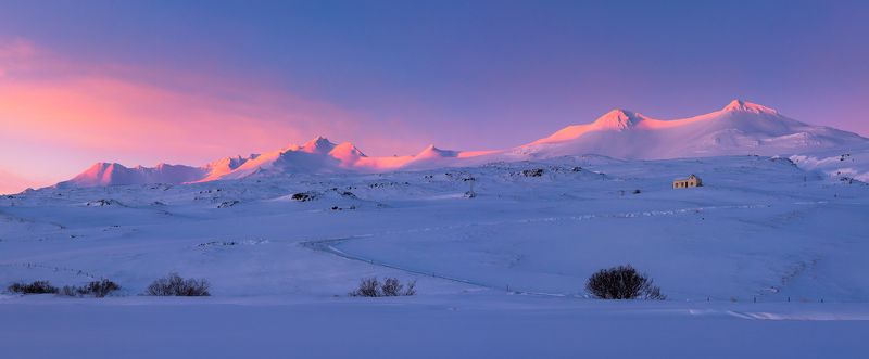 iceland winter landscape sunrise mountains Pure northphoto preview