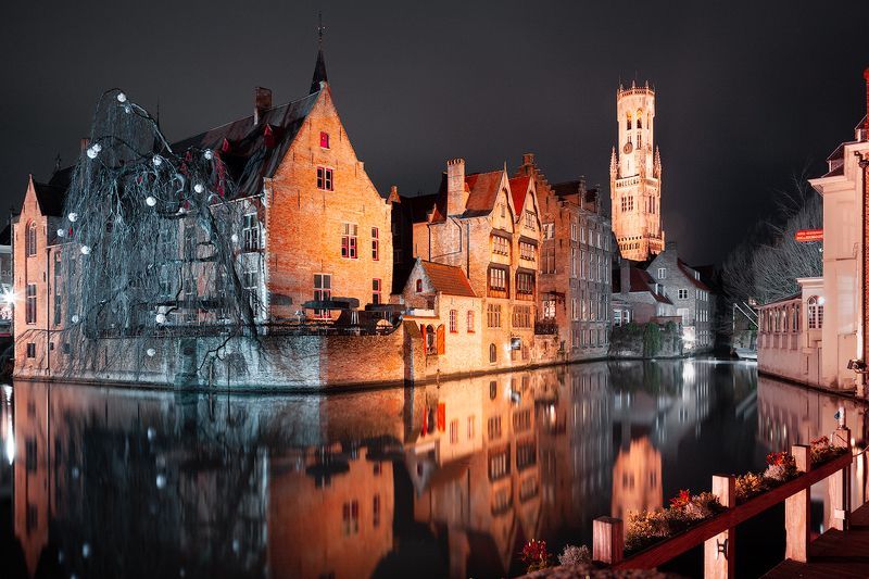 брюгге, ночь, канал, вода, свет *In Brugge*photo preview
