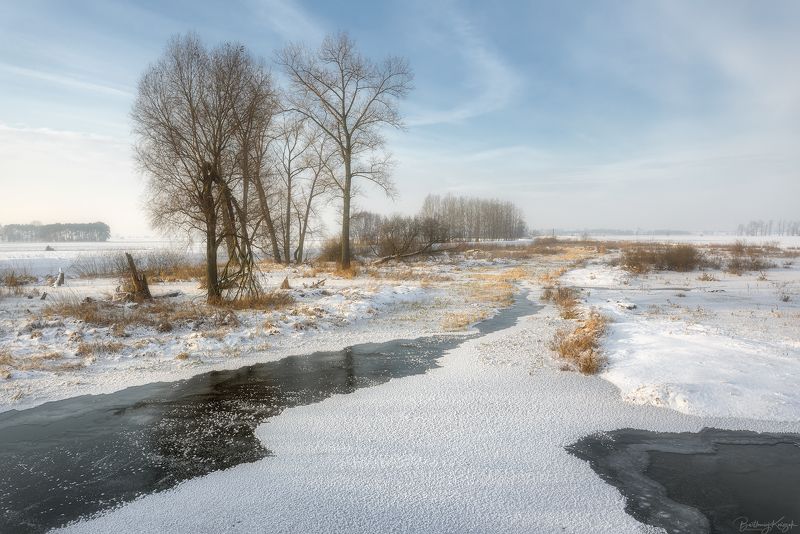 winter, river, landscape, nature photo preview