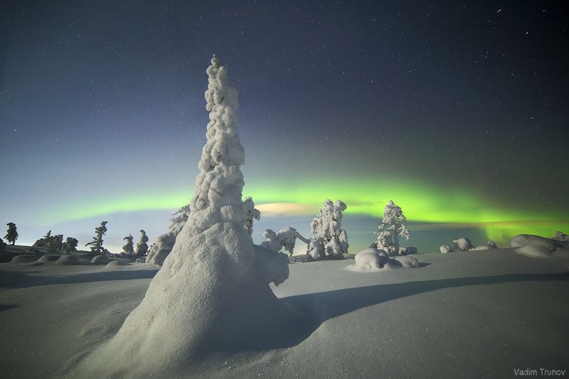 кольский, север, заполярье, северное сияние, aurora borealis Звёздной, лунной ночьюphoto preview