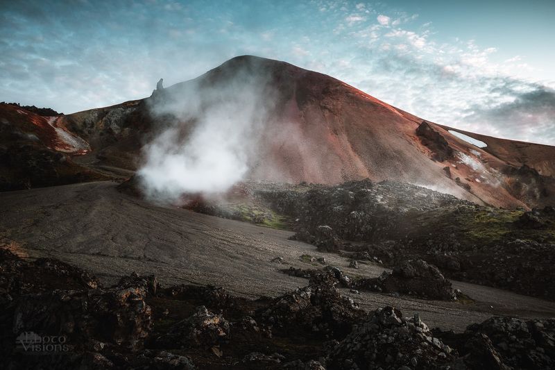 iceland,landmannalaugar,mountains,volcano,volcanic,steam,evening,summer,mood, Volcanic Earthphoto preview