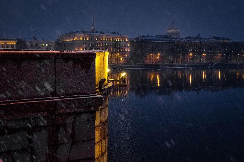город, снег, зима, ночь, набережная, мост, огни, архитектура, городской пейзаж Еще раз про город, снег и свет...photo preview