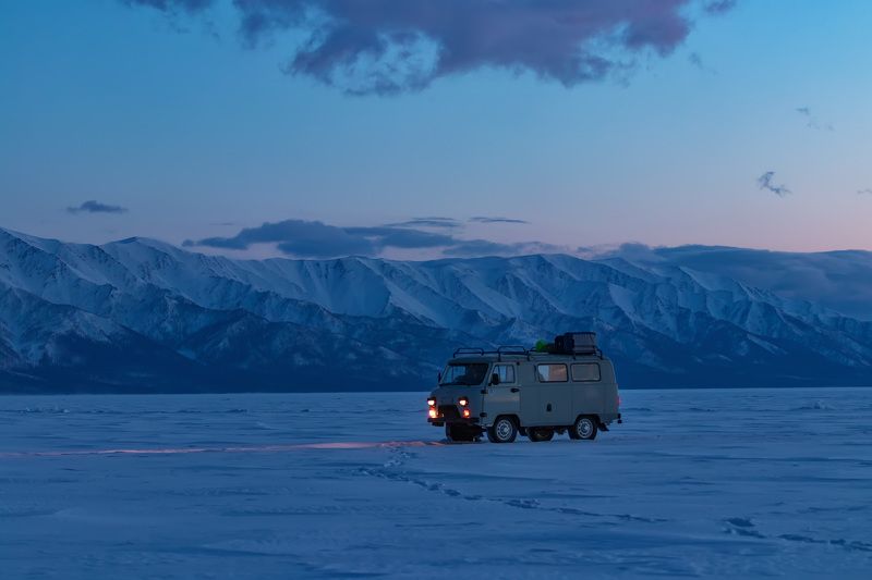 пейзаж, ночь, фототур, байкал, озеро, зима, горы Дорога в темнотеphoto preview