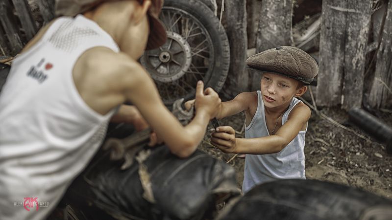 кульчанов, портрет, астрахань, ретро, мотоцикл, дети,детсво \