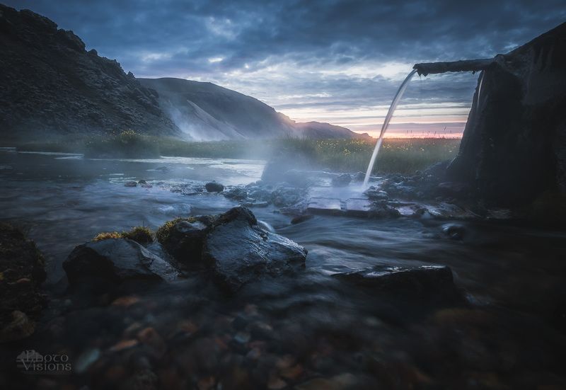 iceland,hot springs,landmannalaugar,volcanic,night,summer,summertime, Hot springs of Icelandphoto preview