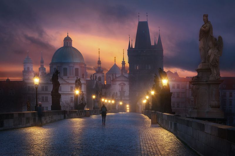 прага, ночь, сумерки, карлов мост, charles bridge, bridge, мост, башни, храм, европа, город, prague, чехия, europe, czech republic, cityscape, city, street Карлов Мостphoto preview