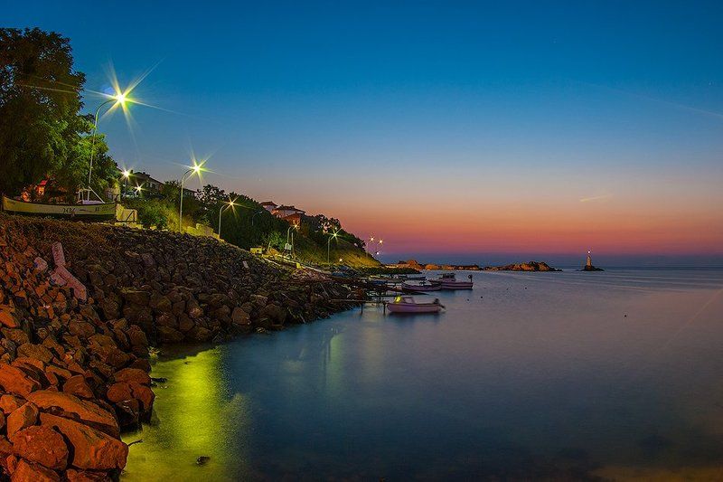 Болгария, Вода, Маяк, Море, Утро, Фонари Ахтопол, Болгария фото превью