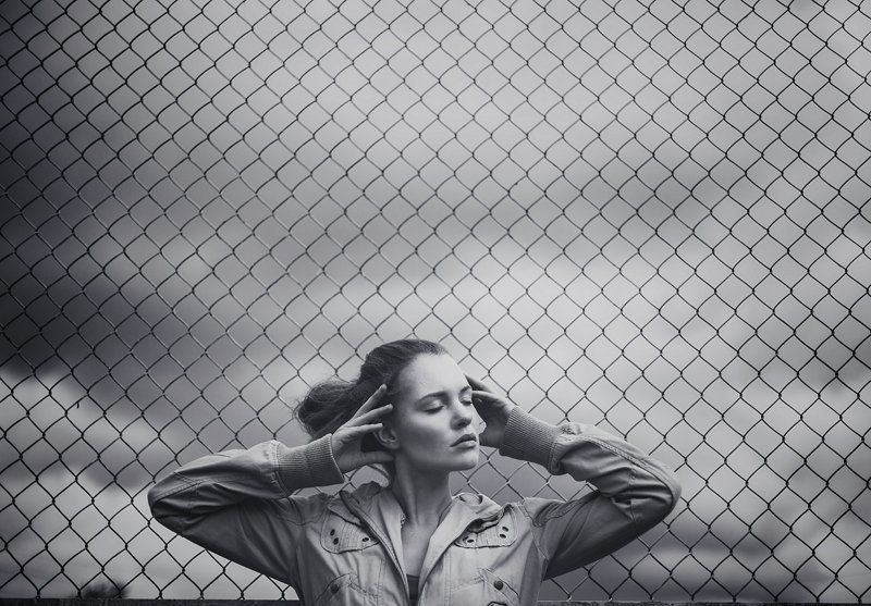 Девушка, Портрет, Черное-белая фотография photo preview