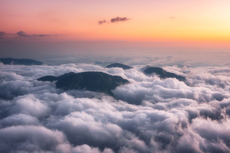 горы, облака, закат, кавказ, пейзаж, красная поляна Кавказские островаphoto preview