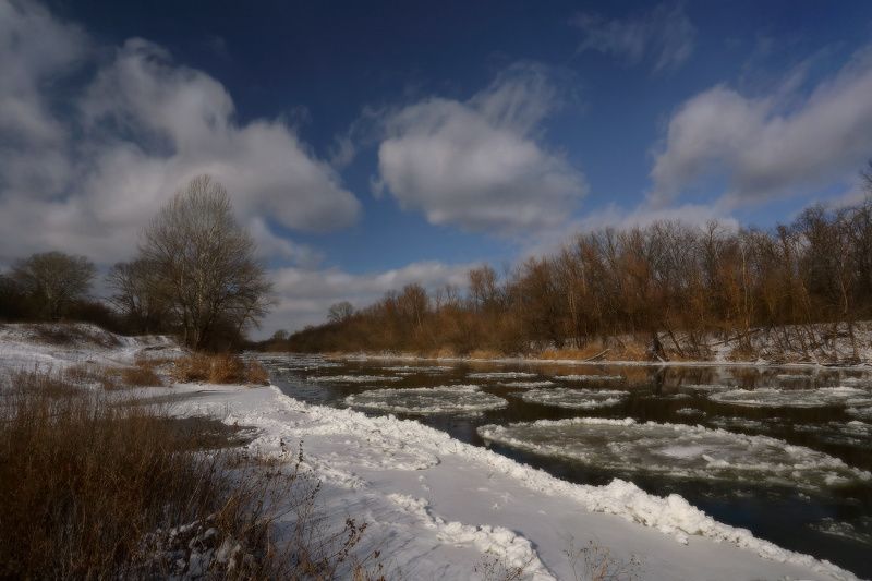 зима, река, лёд, мороз, снег, северский, донец ***photo preview