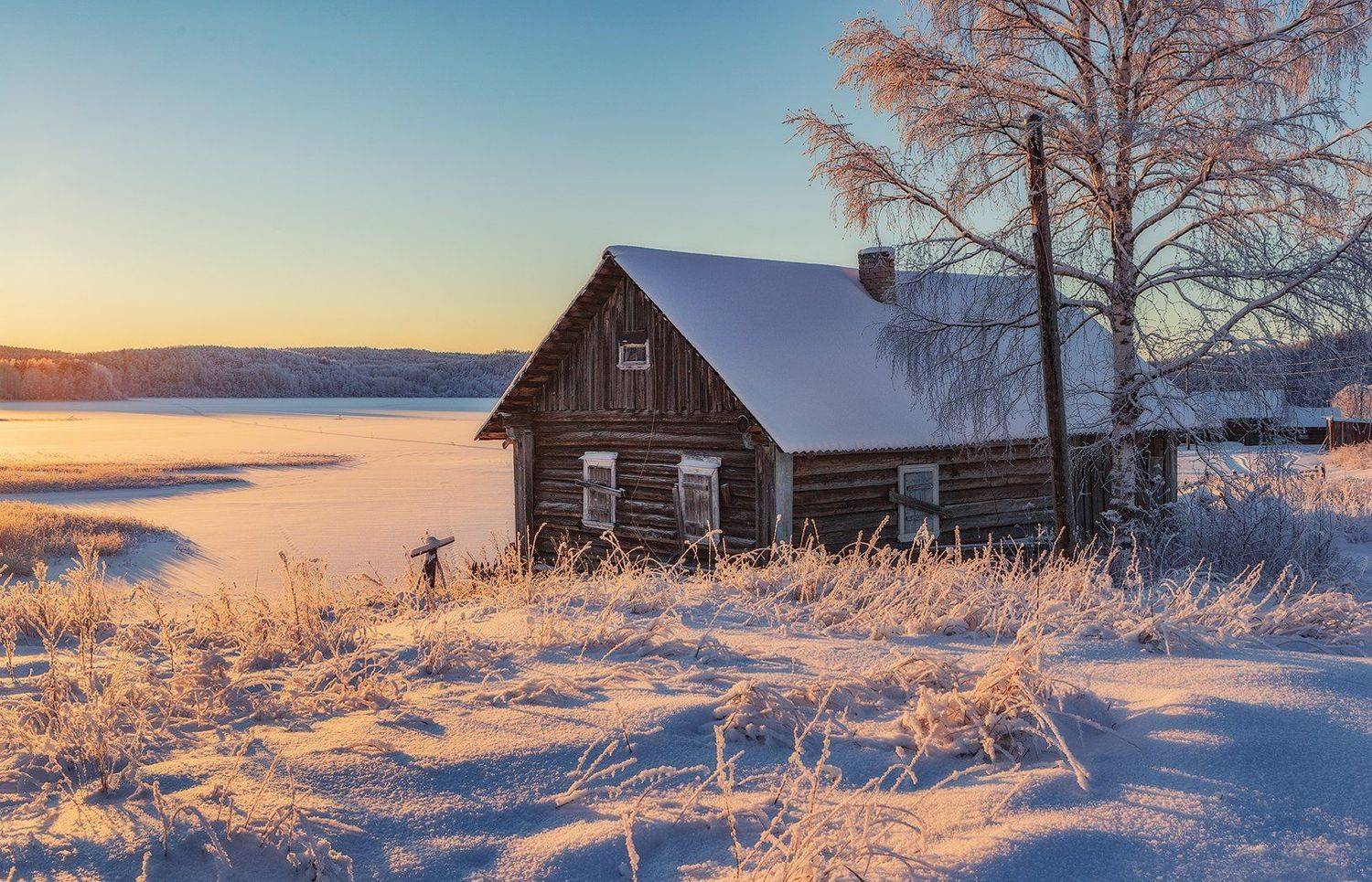 кенозеро, мороз, вечер, зима, домик, Владимир Липецких