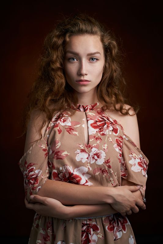 portrait, girl, lowkey, black, beautiful, pretty, eyes, lips, redhead, freckles, ginger, рыжая, портрет, девушка Катяphoto preview