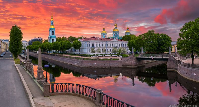 россия, петербург, лето, дрон, рассвет Никольский соборphoto preview