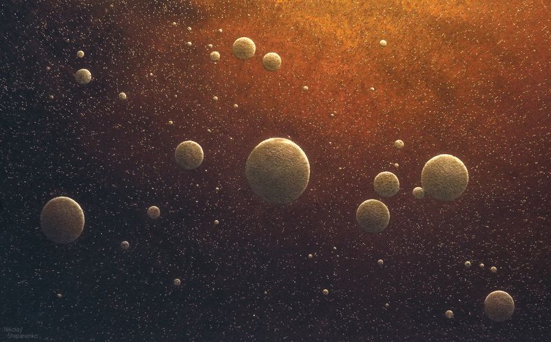 пузыри, замерзшая вода, болото, космос, планеты Микрокосмосphoto preview