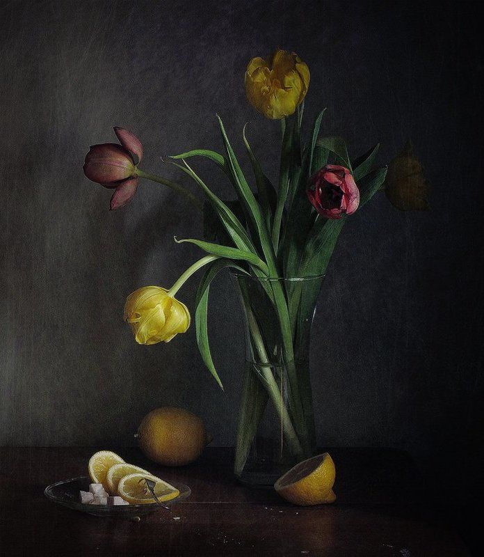 Лимон, Натюрморт, Тюльпаны С лимономphoto preview